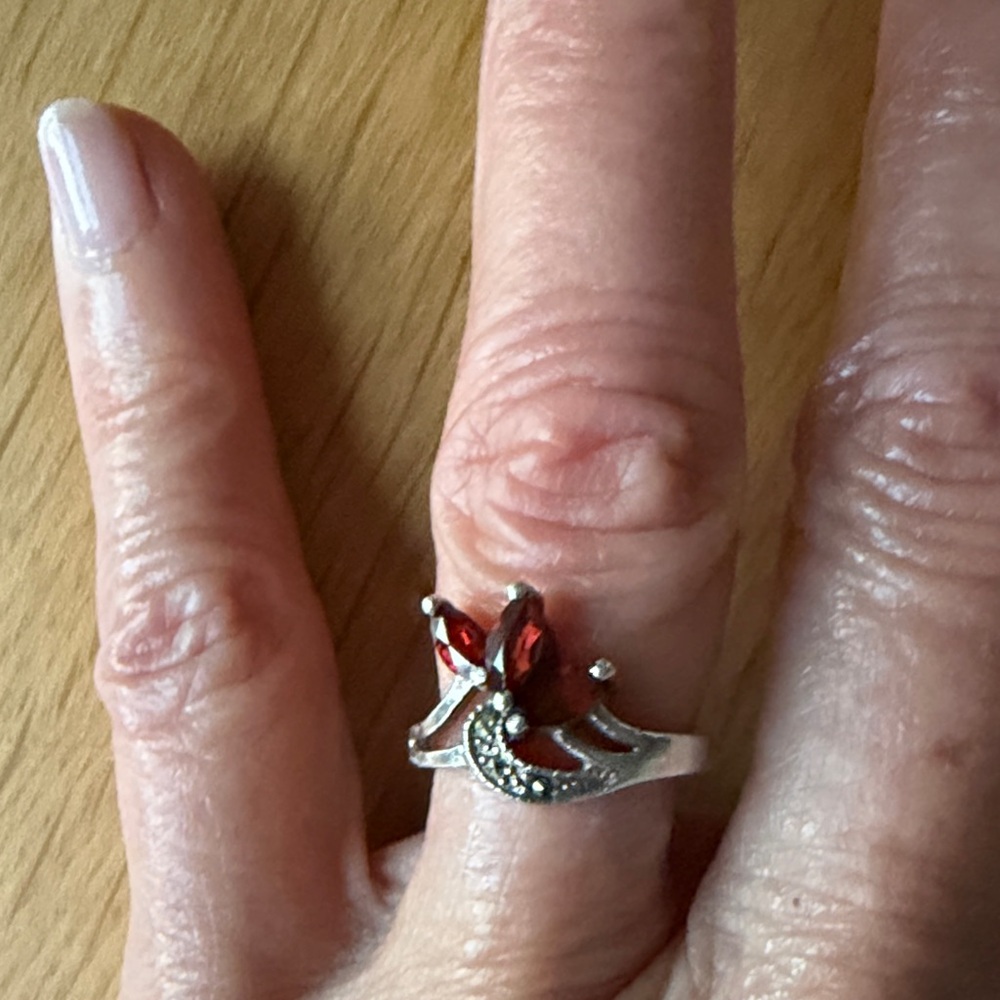 Vintage garnet and marcasite ring.